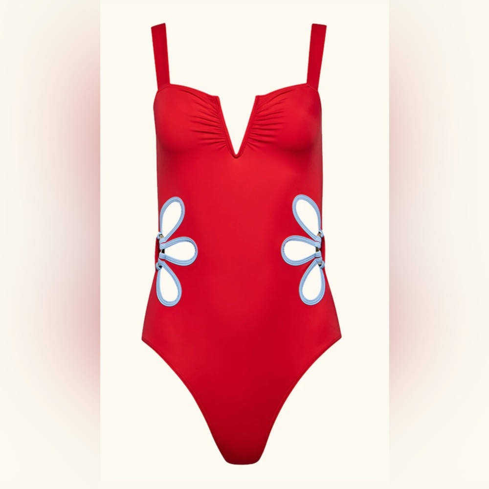 The flora one piece - poppy and blue
